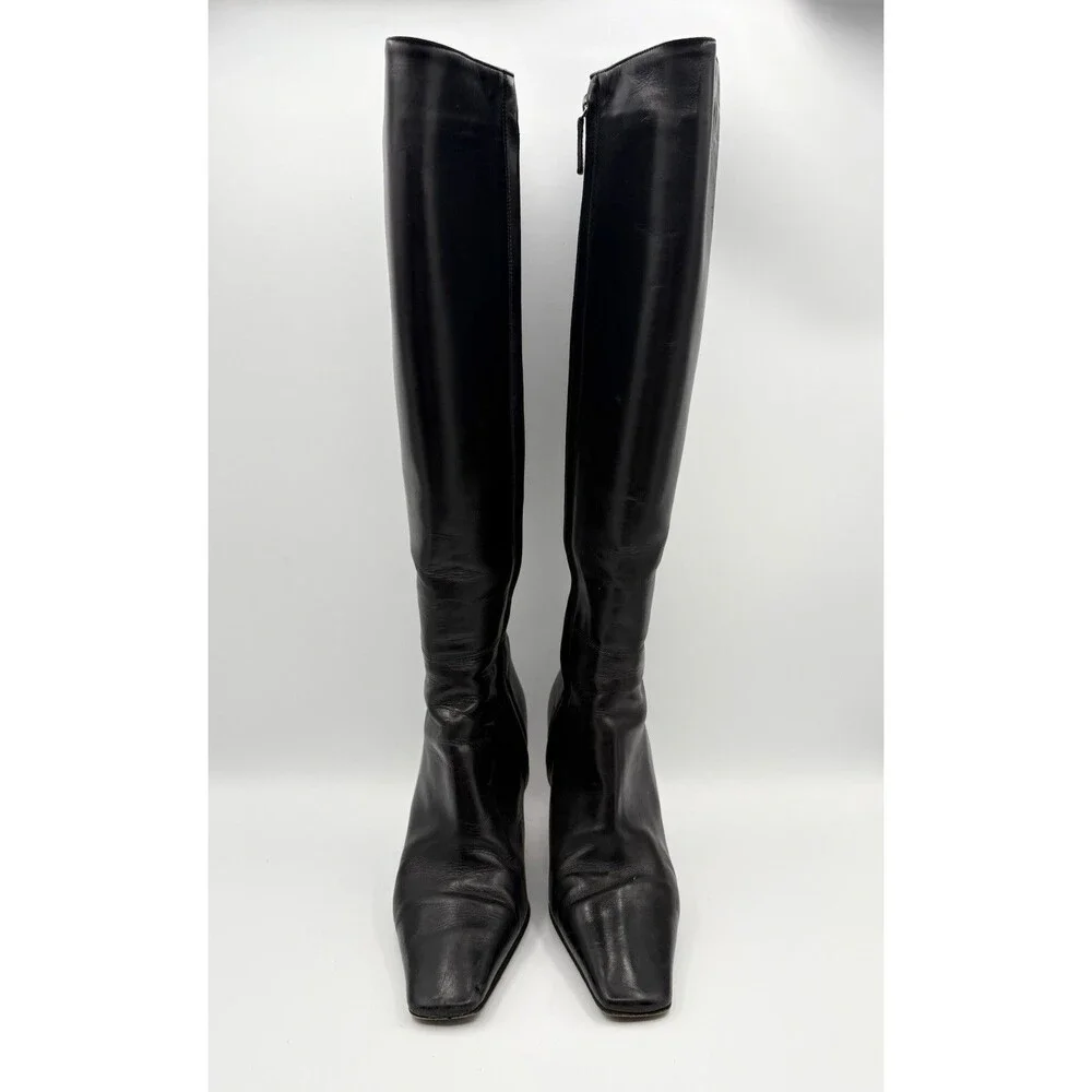 CHANEL black leather